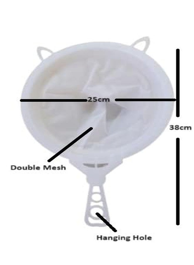 Hookcart Extra Large Double Mesh Milk & Water Strainer for Kitchen | Big Size Chalni with Long Handle 37 cm, 24.5 cm Diameter | White | Pack of 1 - Image 5